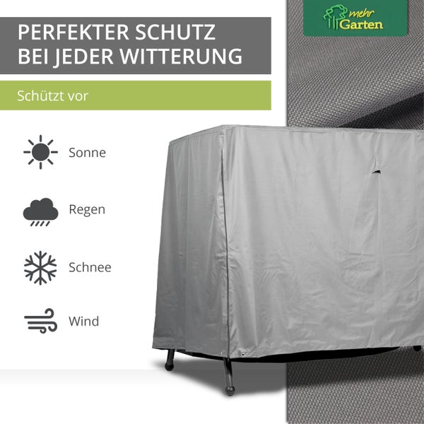Mehr Garten Hollywoodschaukel Abdeckung I Gartenmöbel Abdeckung Wasserdicht I Hollywoodschaukel 3 Sitzer Abdeckung I UV-beständig & wetterfest I 250x145x160cm I Oxford 600D Gewebe