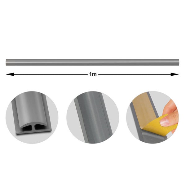 FLOORDIREKT Doppeleinfassleiste Übergangsprofil Jersey Selbstklebend 24 x 35 mm Grau
