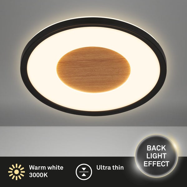 LED Deckenlampe flach Deckenleuchte Wohnzimmer Dimmbar Schlafzimmer Flur Holz