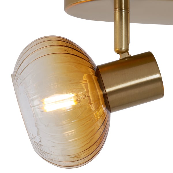 Deckenleuchte mit einem schwenkbaren Spot und Glasschirm