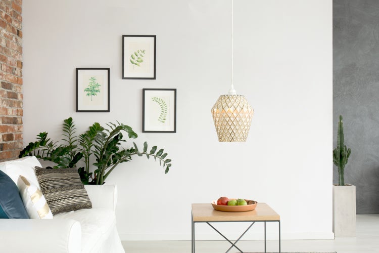 Moderne Glaslampe Weiß, Rauten muster 27 cm | Wohnzimmer Esszimmer Leuchte