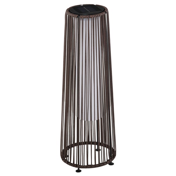 Outsunny Solarlampe, Rattan Solarleuchte, 21,5 x 21,5 x 61 cm, Metall, Braun