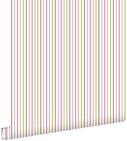 ESTAhome Tapete Streifen Lindgrün und Rot - 53 cm x 10,05 m - 137306