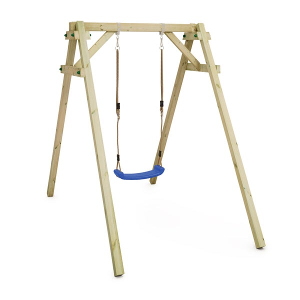 WICKEY Kinderschaukel Schaukelgestell Smart One Schaukel mitSchaukelsitz, Schaukelgerüst, Einzelschaukel, Holzschaukel - blau