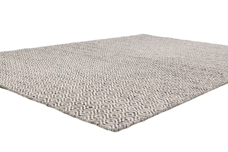 Wendbarer Wollteppich im skandinavischen Design 2-Seitiger Skandi Naturgrau 80x150 cm