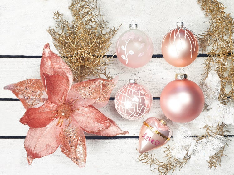 Geschmückter künstlicher weihnachtsbaum mit 94 Stk Kugeln CHRISTMAS ROMANCE 210 cm mit Metallständer