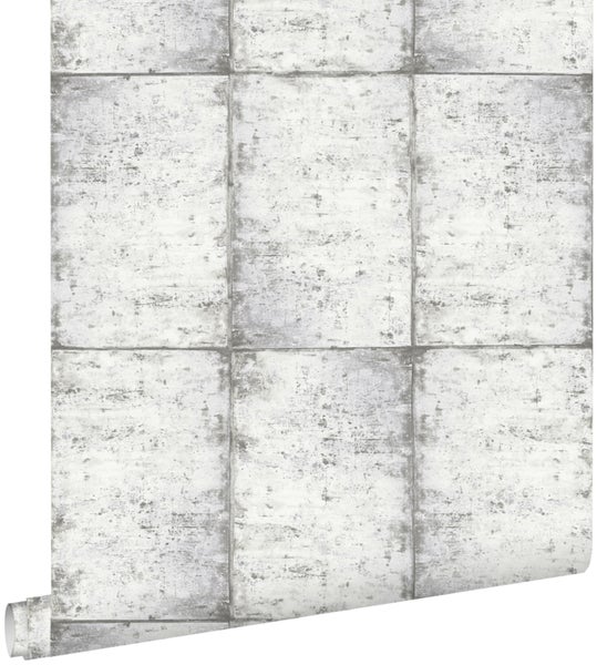 ESTAhome Tapete Zinkplatten Hellgrau - 53 cm x 10,05 m - 138877