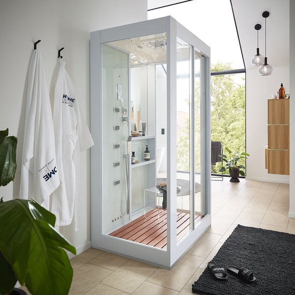 Home Deluxe - Dampfdusche - WHITE LUXORY XL - Maße: 120 x 90 x 220 cm - inkl. Regendusche und Handbrause I Duschkabine, Duschtempel, Dampffunktion