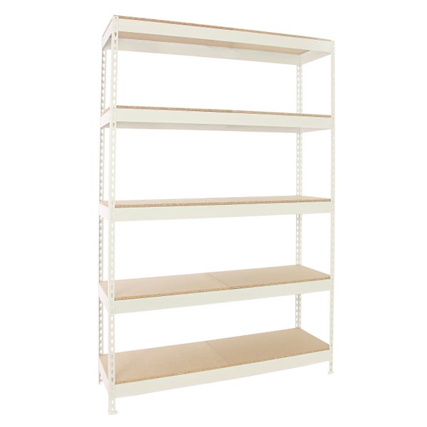 PROREGAL Schwerlastregal Wood Yeti Light Five HxBxT 200x120x45 cm Fachlast 300 kg Weiß
