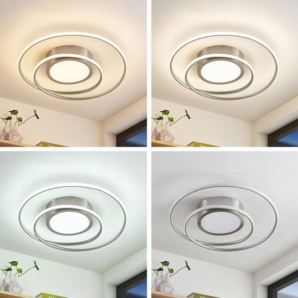 Lindby LED Deckenleuchte Bovia dimmbar mit Leselampe (Modern) in Alu aus Aluminium (1 flammig, ) - Lampe Deckenlampe Wohnzimmerleuchte