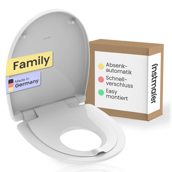 Instmaier WC-Sitz mit Absenkautomatik, Schnellverschluss und Familiensitz, Hergestellt in Deutschland