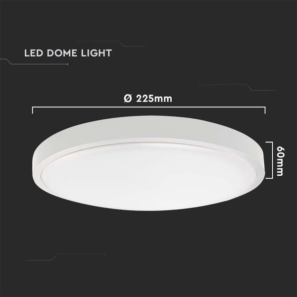 LED Deckenleuchte mit einem Durchmesser von 225 mm und einer Höhe von 60 mm.
