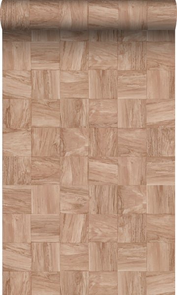 Origin Wallcoverings Tapete quadratische Holzstücke Terrakottarosa - 50 x 900 cm - 347931