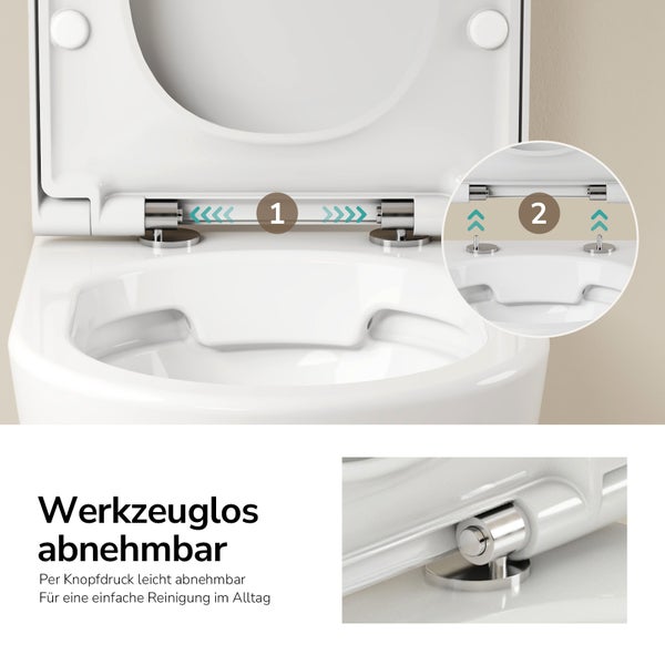 Wandhängendes WC aus Keramik in einem modernen Badezimmer mit Holzelementen und Pflanzen.