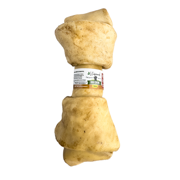 Lifebound - Natürlicher Kauknochen für Hunde aus Kalbsleder in Knochenform mit Erdnussbuttergeschmack - 4 Stück - Größe: XL
