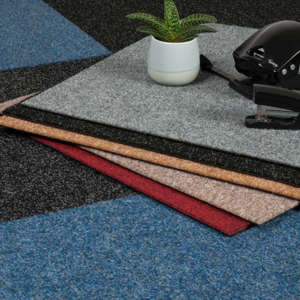 Nadelfilz Teppich Fliesen in 50x50 cm Nadelvlies Teppichfliesen rot ideal als Büro und Messeboden Schatex Filzfliesen selbstliegend