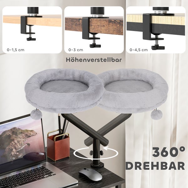 Katzenbett mit Tischklemme, höhenverstellbar und 360 Grad drehbar