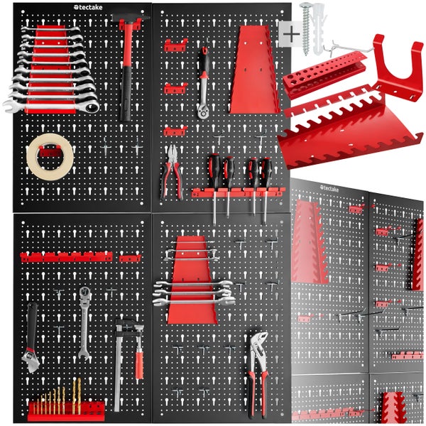 Werkzeuglochwand tectake Jonah vierteilig Belastbarkeit 4 kg pro Platte
