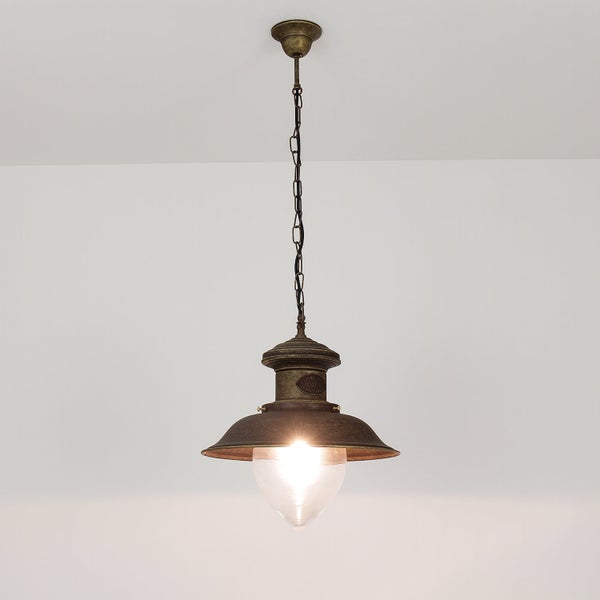 Hängelampe mit Kette und transparentem Lampenschirm