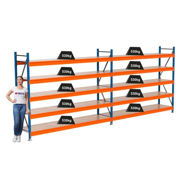 Lagerregal mit Ebenen und 530 Kilogramm Traglast