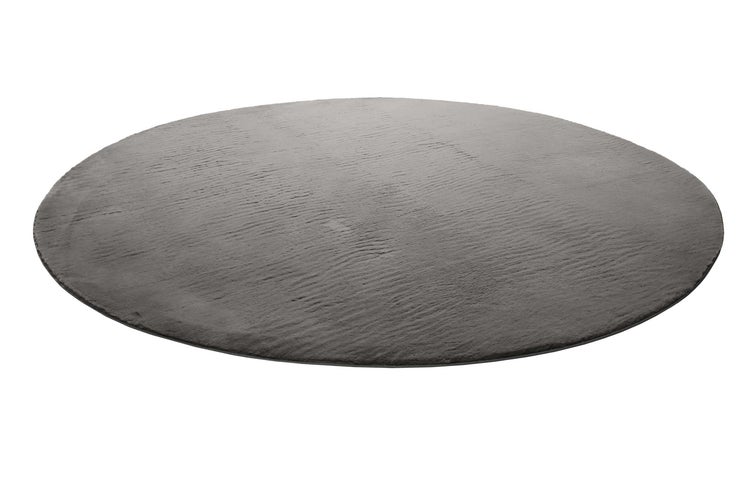 Kunstfell Teppich Rund Grau Anthrazit soft & weich Villa Rosso Homie Living 200 cm rund