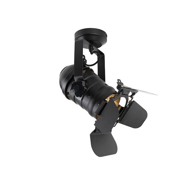 Schwarzer Deckenstrahler mit Blendschutzklappen für gezielte Beleuchtung