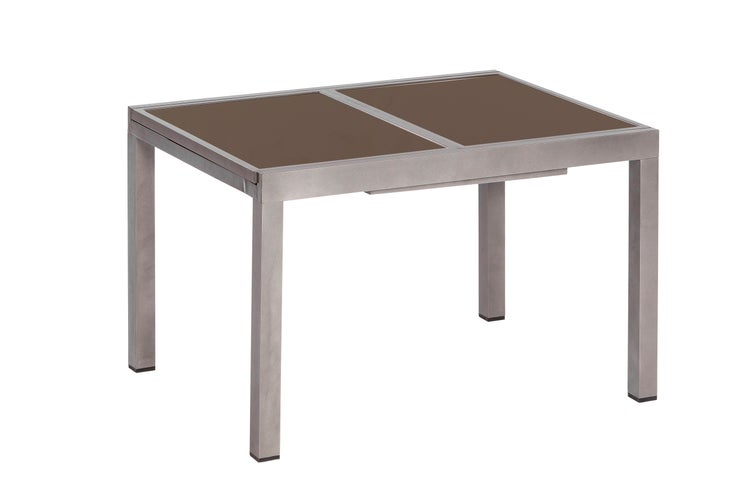 Gartentisch, ausziehbar, 180 (240) x 100 cm, braune Glasplatte, Graphit, Aluminium