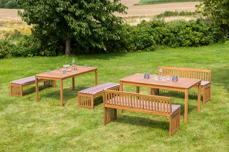 Hawaii Gartenmöbelset, 2 Bänke, 2 Tische, ineinander verstaubar