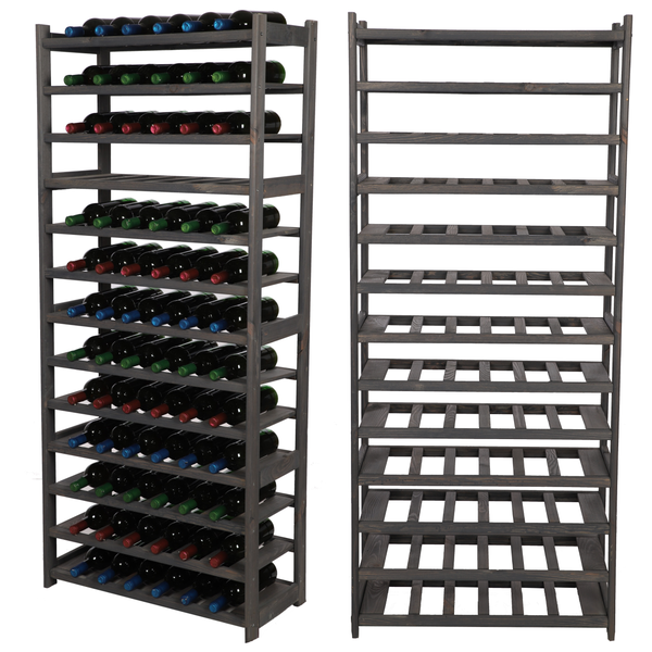 PROREGAL Weinregal SPREEWALD HxBxT 163x70x33cm 78 Flaschen auf 13 Ebenen Massives Kiefernholz Grau geölt