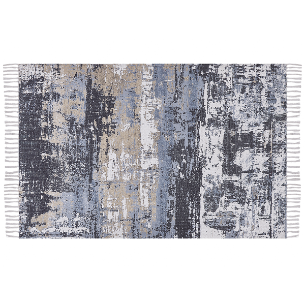 Teppich mehrfarbig 140 x 200 cm abstraktes Muster Fransen Kurzflor KONAKLI