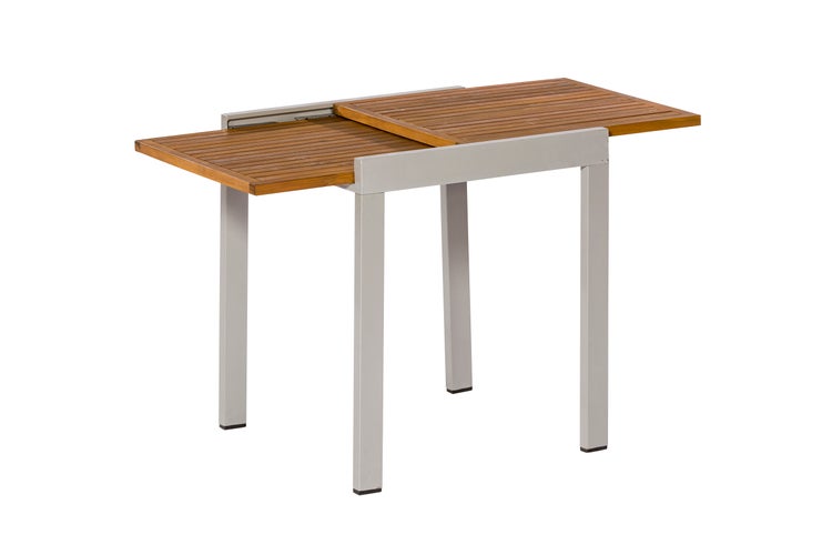 Balkonausziehtisch,silber/natur, 65 (130) x 65 cm