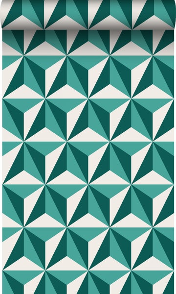 Origin Wallcoverings Tapete 3D-Muster Smaragdgrün - 53 cm x 10.05 m - 347448