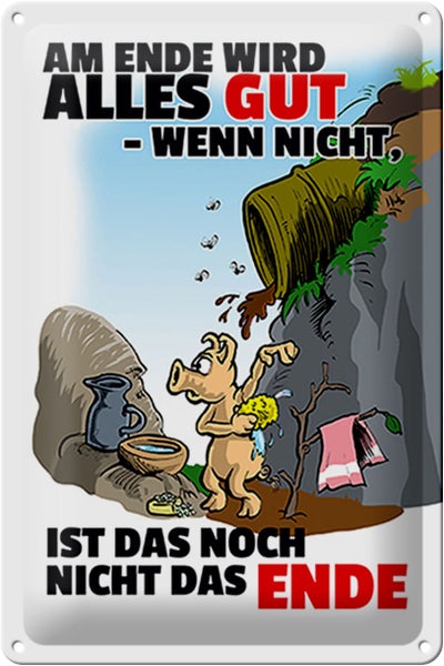 Blechschild Spruch 20x30cm Ende gut sonst nicht das Ende