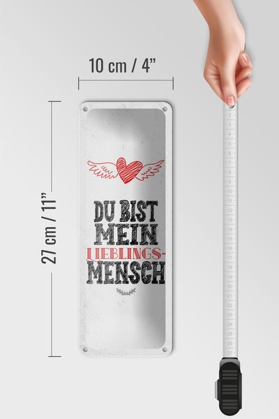 Blechschild Spruch Du bist Lieblingsmensch mein Engel 10x27cm