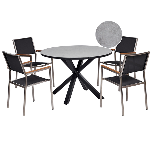 Gartenmöbel Set 4-Sitzer MALETTO/GROSSETO Metall Marmor Optik Grau / Schwarz