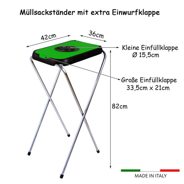 3x Müllsackständer SwingFix GRÜN 120L Blauer Gelber Sack Einer Mülleimer Müllbeutelständer Müllsackhalter 120L