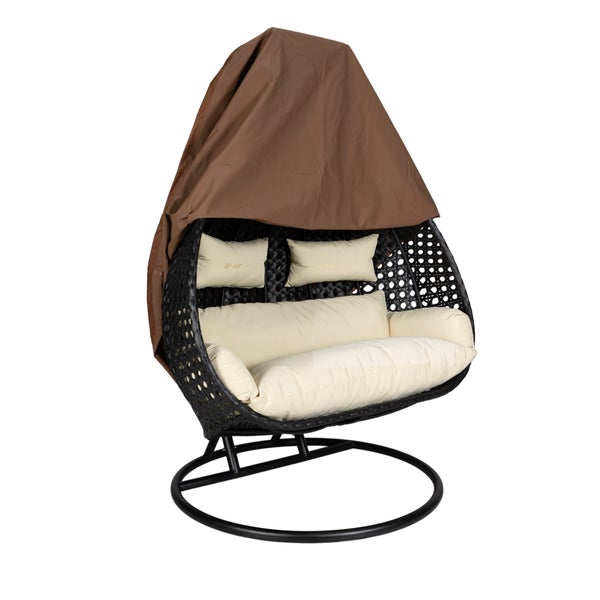 Home Deluxe Gartenmöbel-Schutzhülle Regenabdeckung TWIN - Braun |⌀ 232 cm, Abdeckung für Gartenmöbel, Abdeckplane