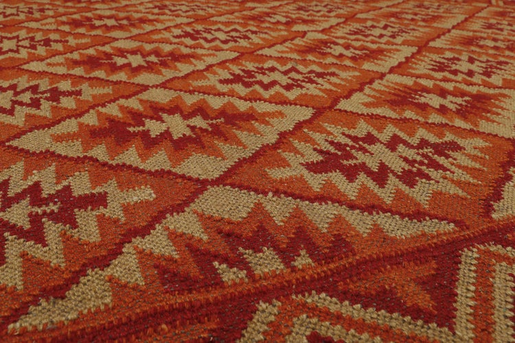 Kelim Teppich Rostrot aus Wolle Clare Green Looop 140x200 cm