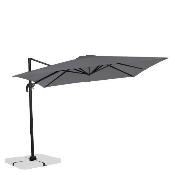 VONROC Sonnenschirm Pisogne 300x300cm - Freischwingender Sonnenschirm | Grau