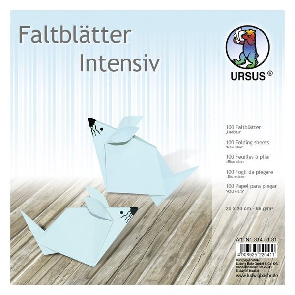 URSUS Falten Faltblätter Uni intensiv, Plakatkarton, 65 g/m², 20 x 20 cm, hellblau