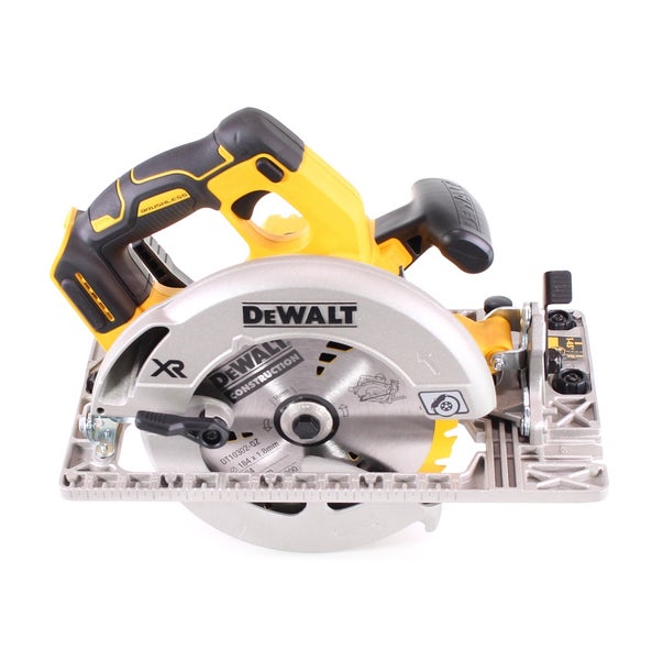 DeWalt Akku-Handkreissäge mit Sägeblatt und Führungsplatte