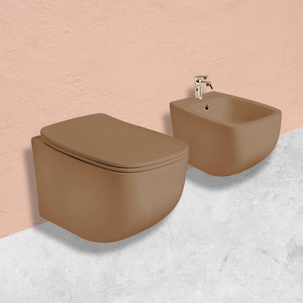 Spülrandloses Wand-WC und Bidet mit WC-Sitz mit Absenkautomatik | Mozart