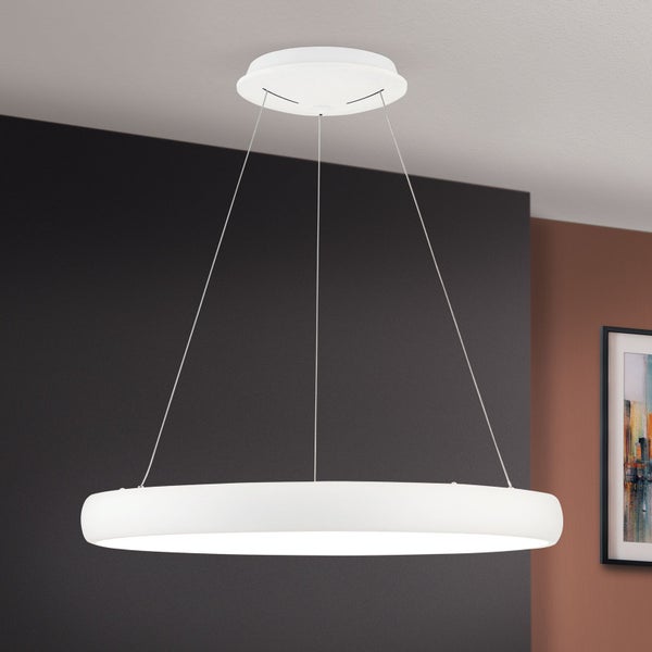 Moderne runde LED Pendelleuchte mit flachem Ringdesign als Deckenbeleuchtung für Wohnräume