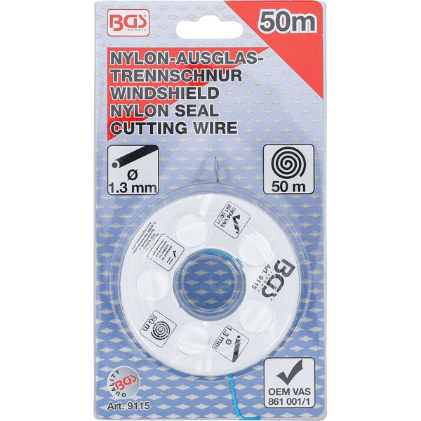 BGS technic Nylon Ausglas Trennschnur 50 Meter, Durchmesser 1.3 Millimeter