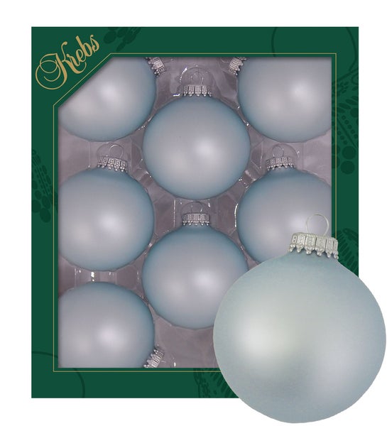 Hellblau matt 7cm Glaskugeln uni, 8 Stck., Weihnachtsbaumkugeln, Christbaumschmuck, Weihnachtsbaumanhänger