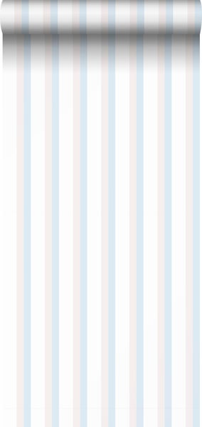 Sanders und Sanders Tapete Streifen Hellblau, Beige und Weiß - 53 cm x 10 m - 640594