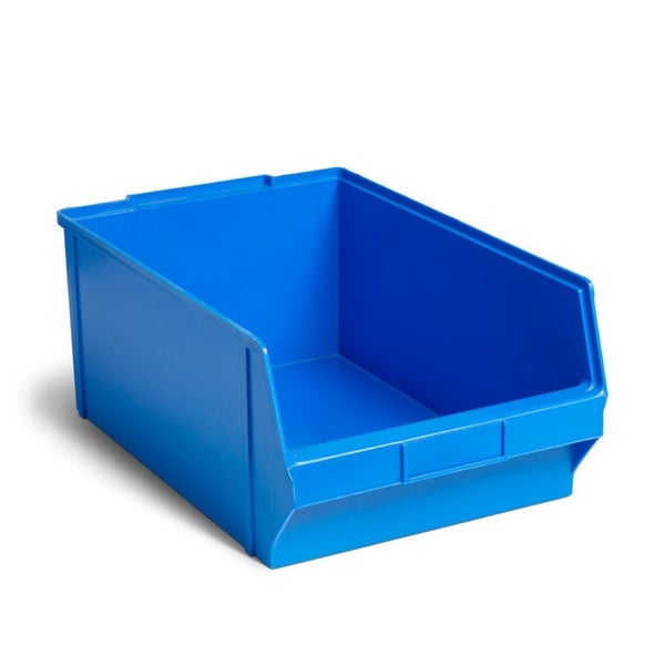 PROREGAL Schrägbodenregal MAXIMUS mit 25x Sichtlagerboxen à 15,3L Fachlast 130kg Grundregal HxBxT 200x125x40cm 5 Ebenen Lichtblau/Lichtgrau