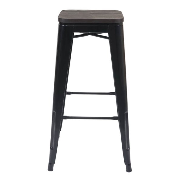 Barhocker mit Holzplatte und Metallgestell