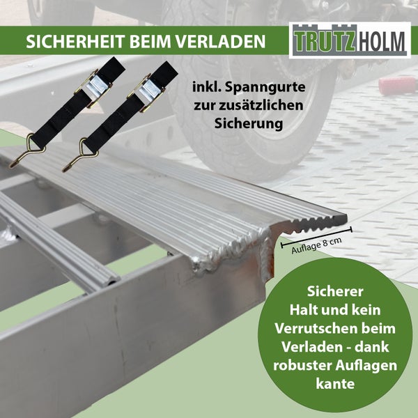 TRUTZHOLM Auffahrrampe 3-teilig klappbar 305 cm Alu grau Motorradrampe Verladerampe Pickup Rampe