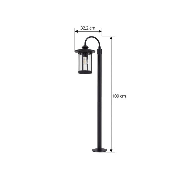 Lindby Außenleuchte (Laterne) Zayn (Retro, Vintage Antik) in Schwarz aus Aluminium (1 flammig E27) - Wegeleuchte Pollerleuchte Wegelampe Sockelleuchte